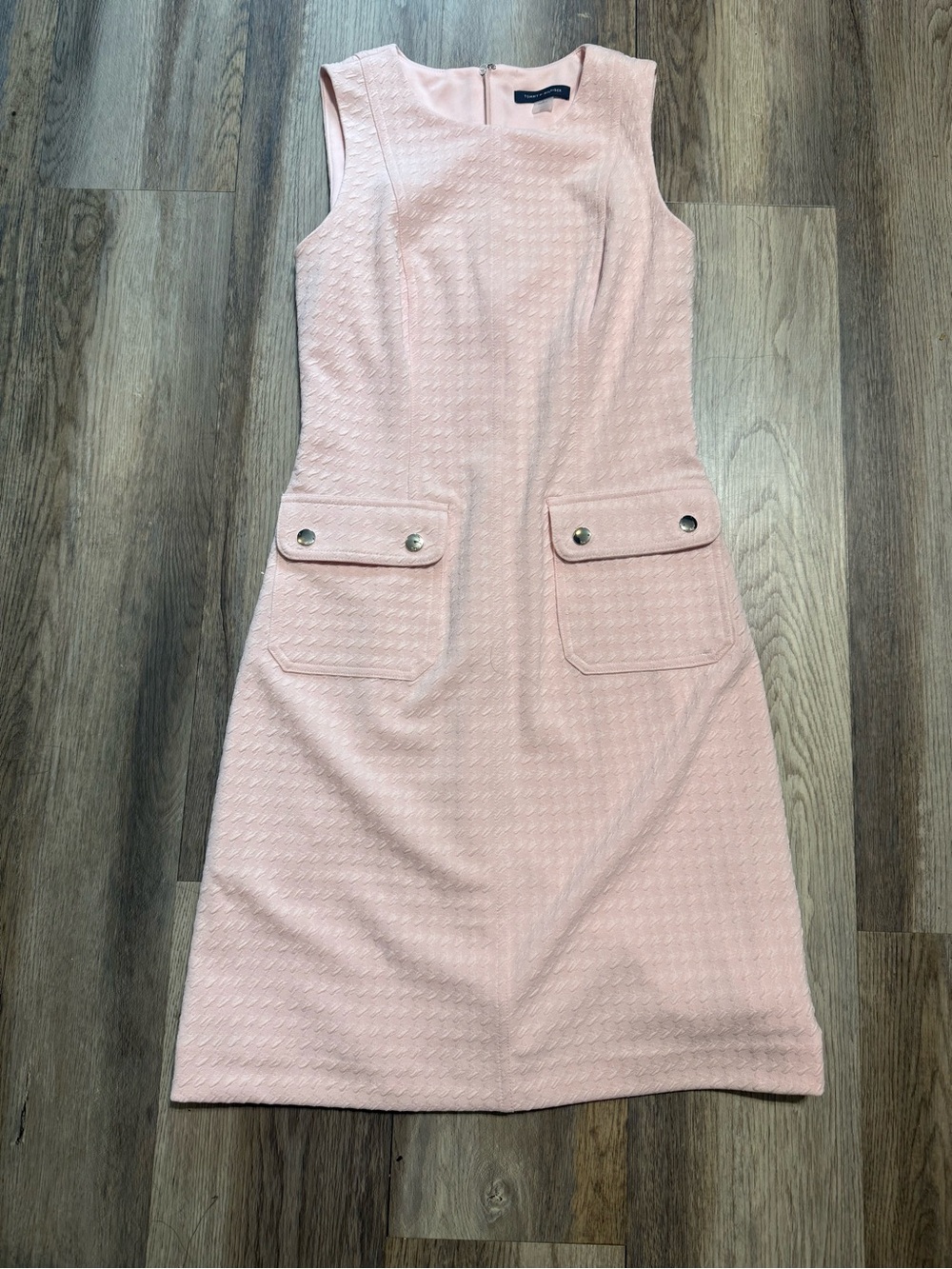 Tommy Hilfiger Sleeveless Pink Textured Pocket  Dress